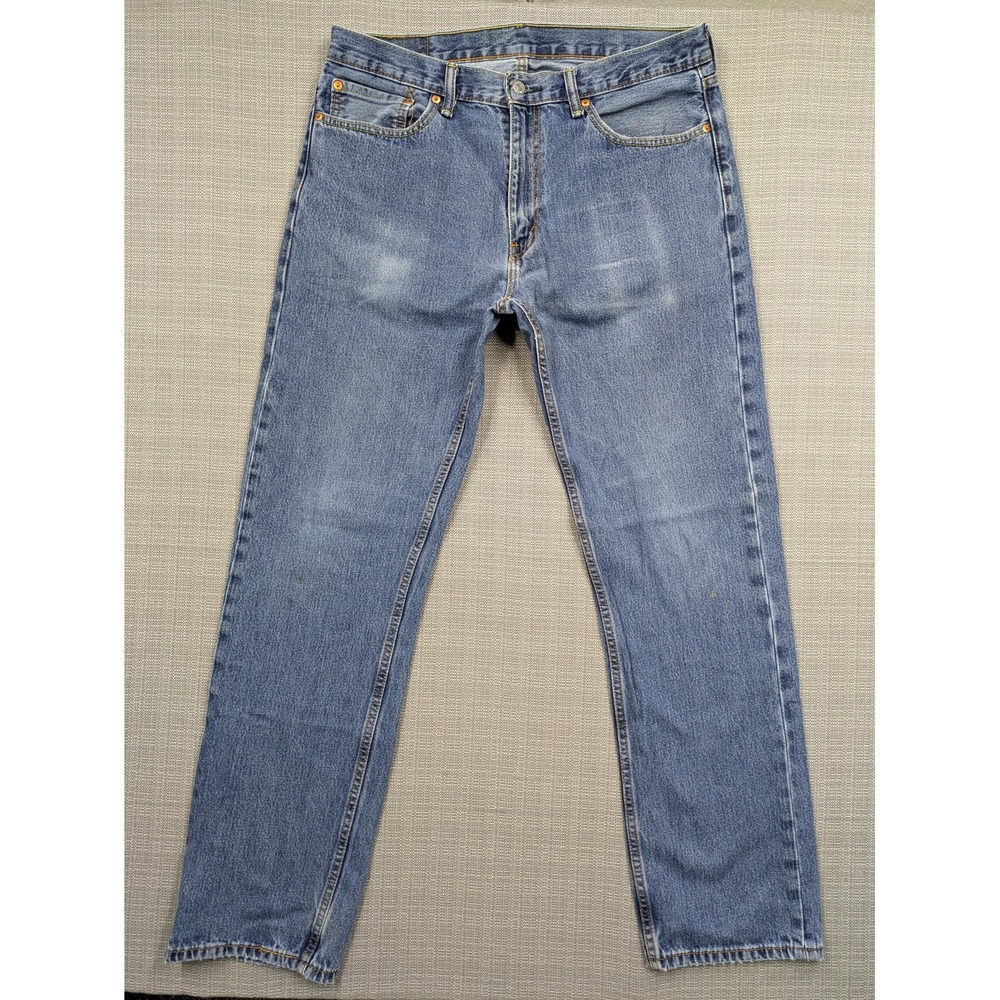 Levis 505 Jeans Mens 36x33 (36x34) Blue Medium Wash Straight Leg Denim Pants